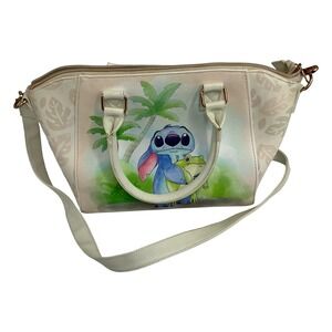 Disney Loungefly Stitch and Frog Satchel Crossbody Bag Cream Ohana Lilo & Stitch